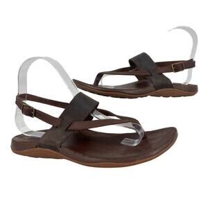 Chaco Maya Sandals Womens Size 7 Java Brown Leather Thong Toe Post Beachy
